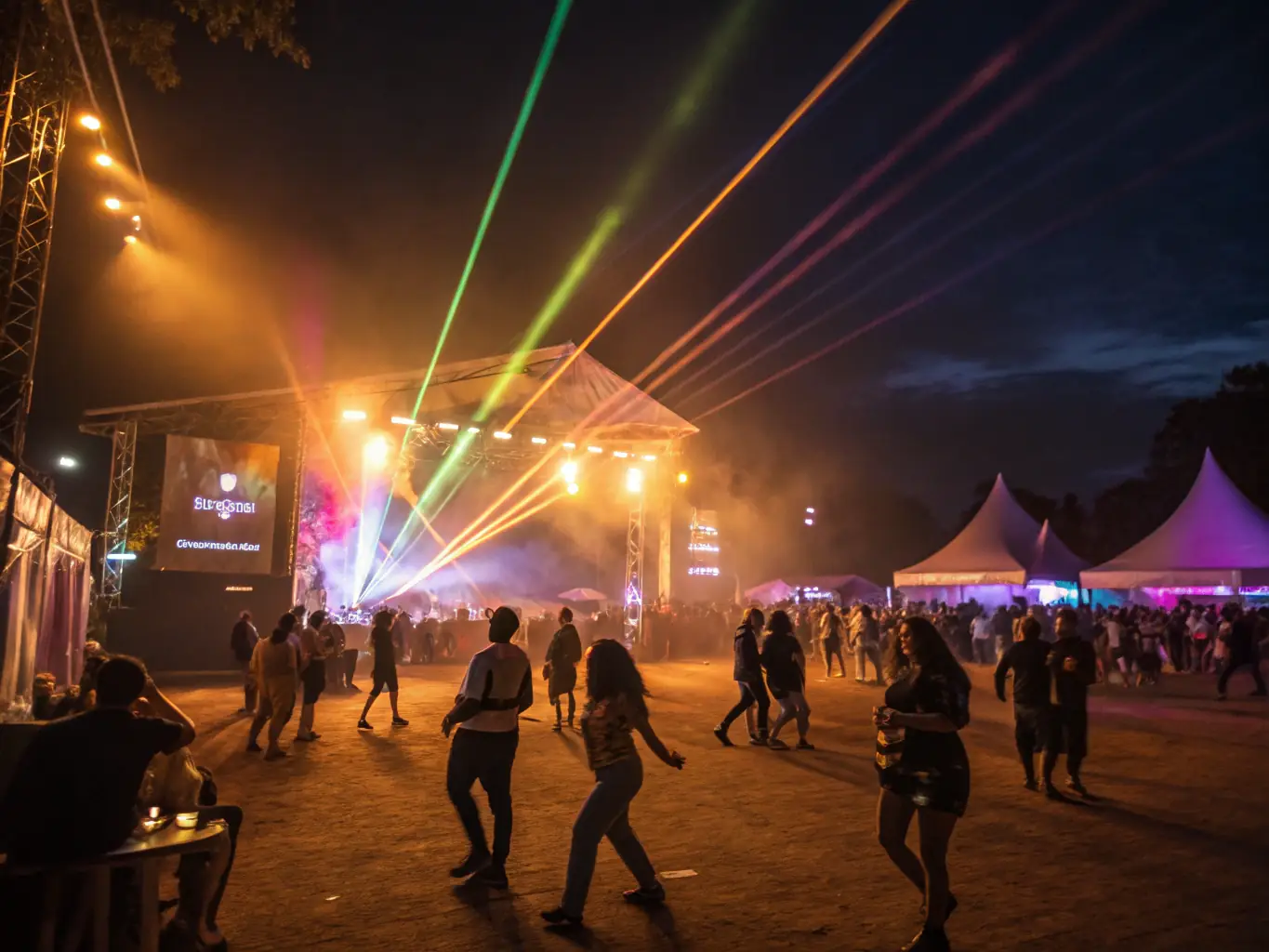 A vibrant photograph capturing a live performance at the Libourne Contemporary Music Festival, showcasing musicians on stage and an engaged audience, emphasizing the festival's role in promoting contemporary music.